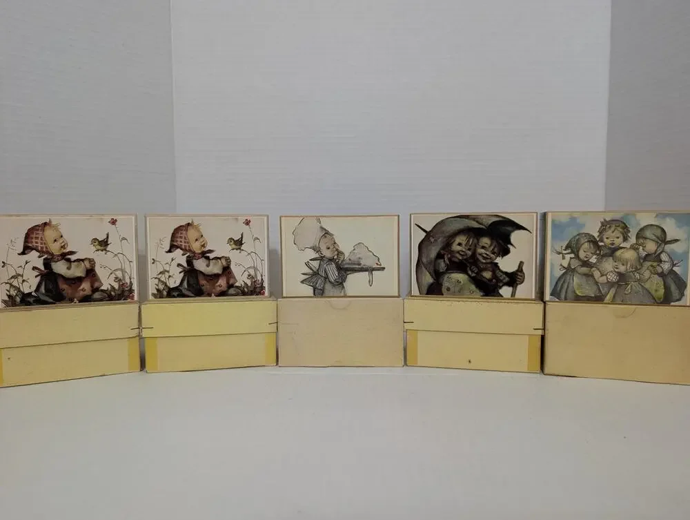 Lot of 5 Vintage Reuge Hummel Music Boxes Swiss Movement Boxed